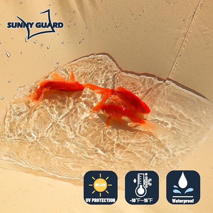 SUNNY GUARD Waterproof Sun Shade Sail 7'x8'x10.6' Sand Right Triangle UV Block - Image 3