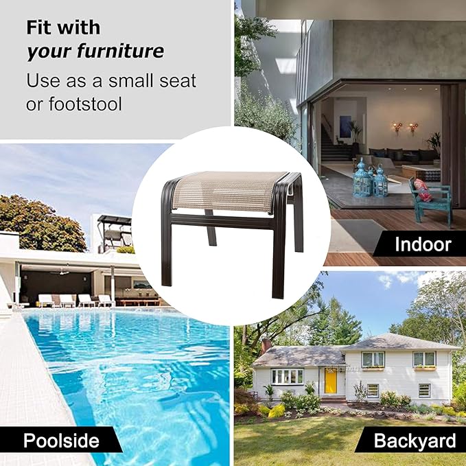 Outdoor Footstools Metal Patio Chairs Outdoor Ottoman Furniture Outside - Image 6