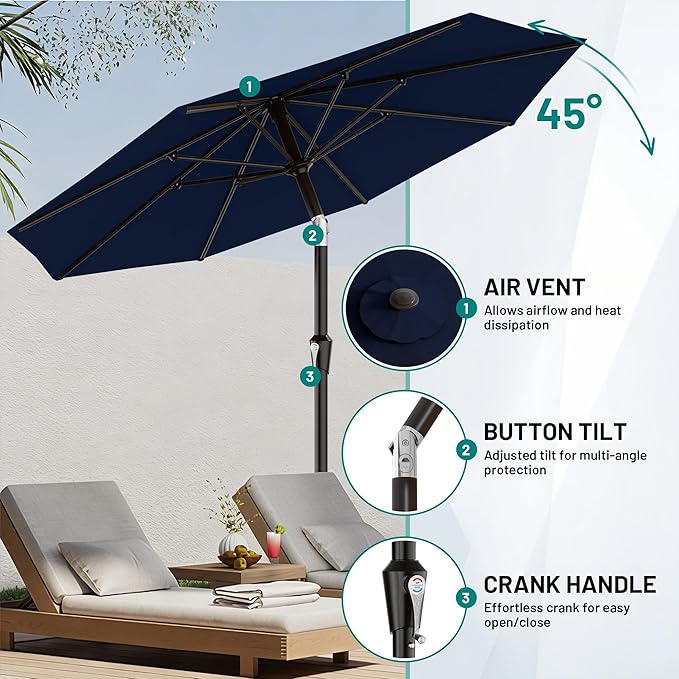 AreShark 9 FT Patio Umbrella for Outdoor, Outdoor Umbrella - Image 5