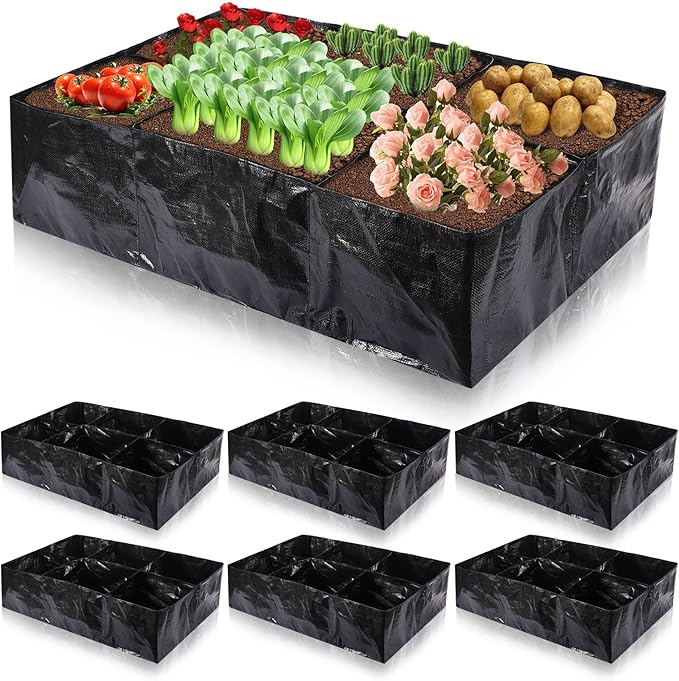 6 Pcs 35 Gallon Fabric Raised Garden Bed Breathable Planting Container Grow Bag by Woanger