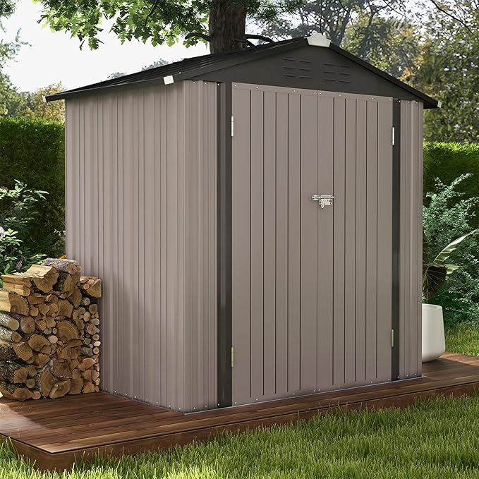 Patiowell 6x4 FT Outdoor Storage Shed, Garden Tool Storage Shed - Image 2