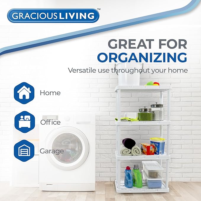 Gracious Living 4 Shelf Knect-A-Shelf Ventilated Light Duty Storage Home - Image 5