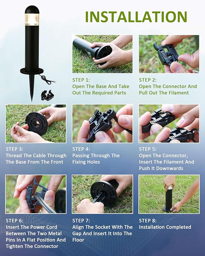 8 Pack Aluminum Low Voltage Landscape Pathway Lights Wired, Outdoor Modern 12V - Image 6