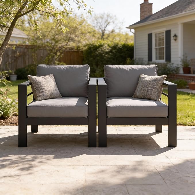 Kiss the Water Outdoor Patio Metal Furniture Chair, Deep Seating Patio Couch - Image 7