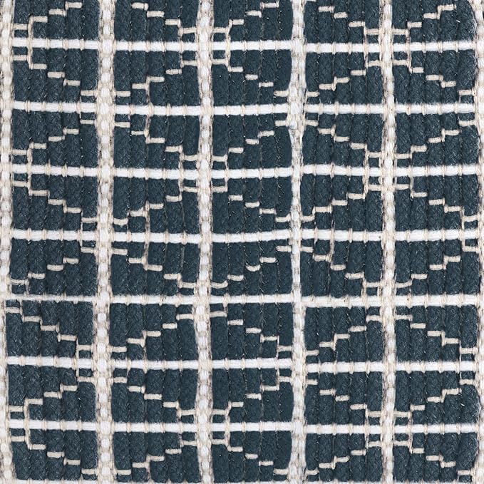 SIMPLIHOME Noreen Boho Square Pouf in Dark Blue and White Handloom Woven Pattern - Image 8