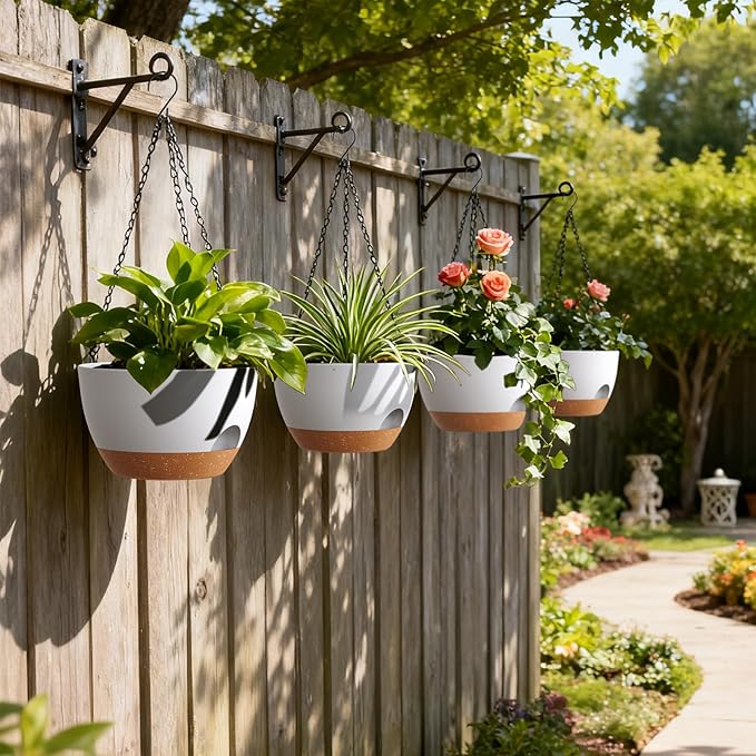 4 Pack 8 Inch Self Watering Hanging Planters - Image 6