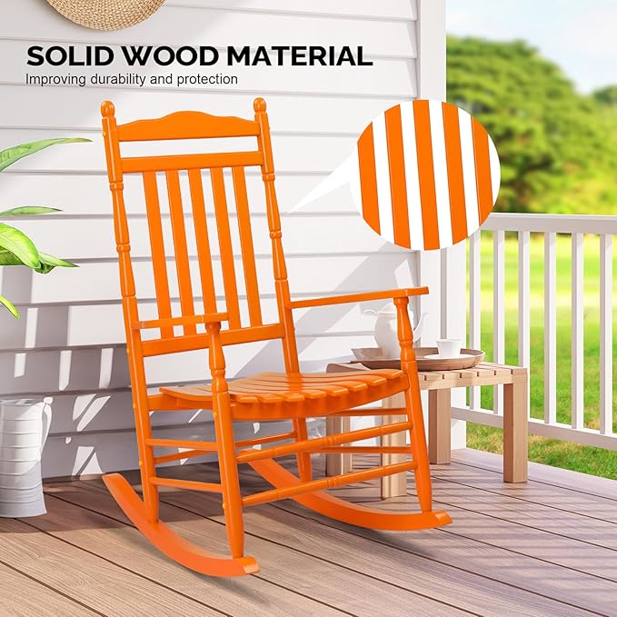 VINGLI Wooden Rocking Chair, Outdoor Chair - Image 4
