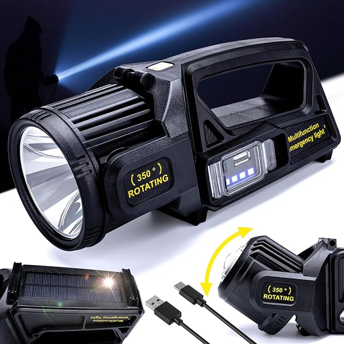 Rechargeable Spotlight Flashlight, Peascat 2, 000L Lumens LED Handheld Spot by Peascat
