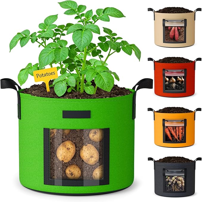 20 Gallon Potato Grow Bags: Set of 5 Colorful Gardening Supplies Fabric Pots by NESSTU