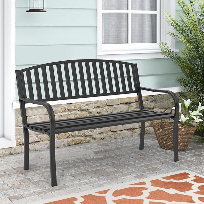 Outdoor Bench Garden Bench, Weatherproof Anti-Rust Heavy-Duty Outside Benches - Image 7