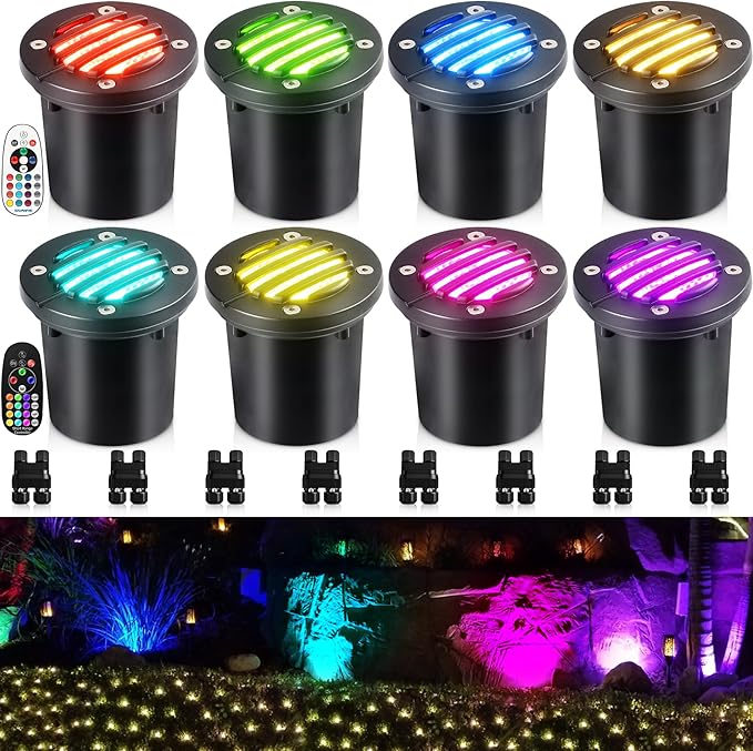 SUNVIE RGBW Well Lights Landscape LED In Ground Color Changing Low Voltage Well by SUNVIE