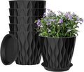 6 Pack 7 Inch Plant Pots with Drainage and Saucers, Stackable Nursery Planters by zople