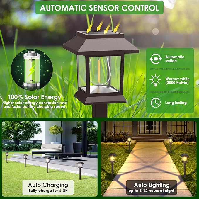 Solar Outdoor Lights, 12 Pack Solar Pathway Lights Waterproof, Landscape - Image 3