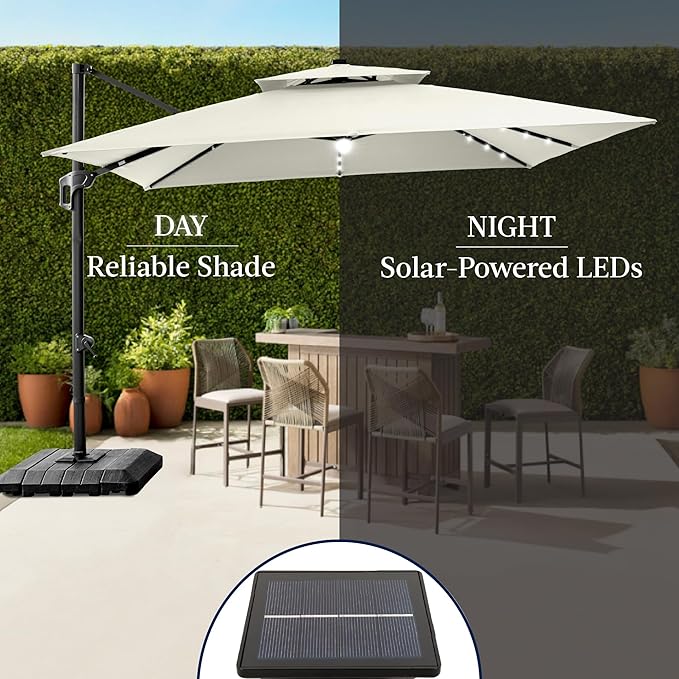 Best Choice Products 9x12ft LED Cantilever Patio Umbrella w/Base Included & - Image 6