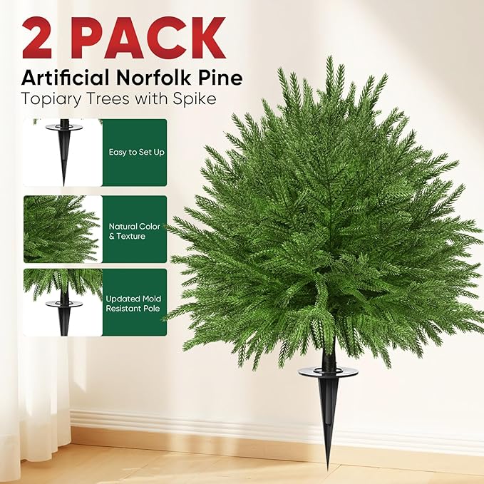 2 Set of 23.6" Artificial Norfolk Tree - Image 5