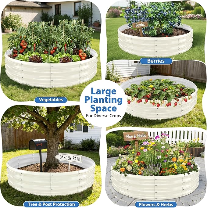 Round Galvanized Raised Garden Bed, Heavy Duty Metal Planter Box - Image 2