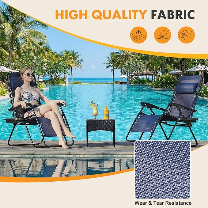 NEWBULIG Zero Gravity Chair Set of 2, Lounge Chair Folding Portable Adjustable - Image 4