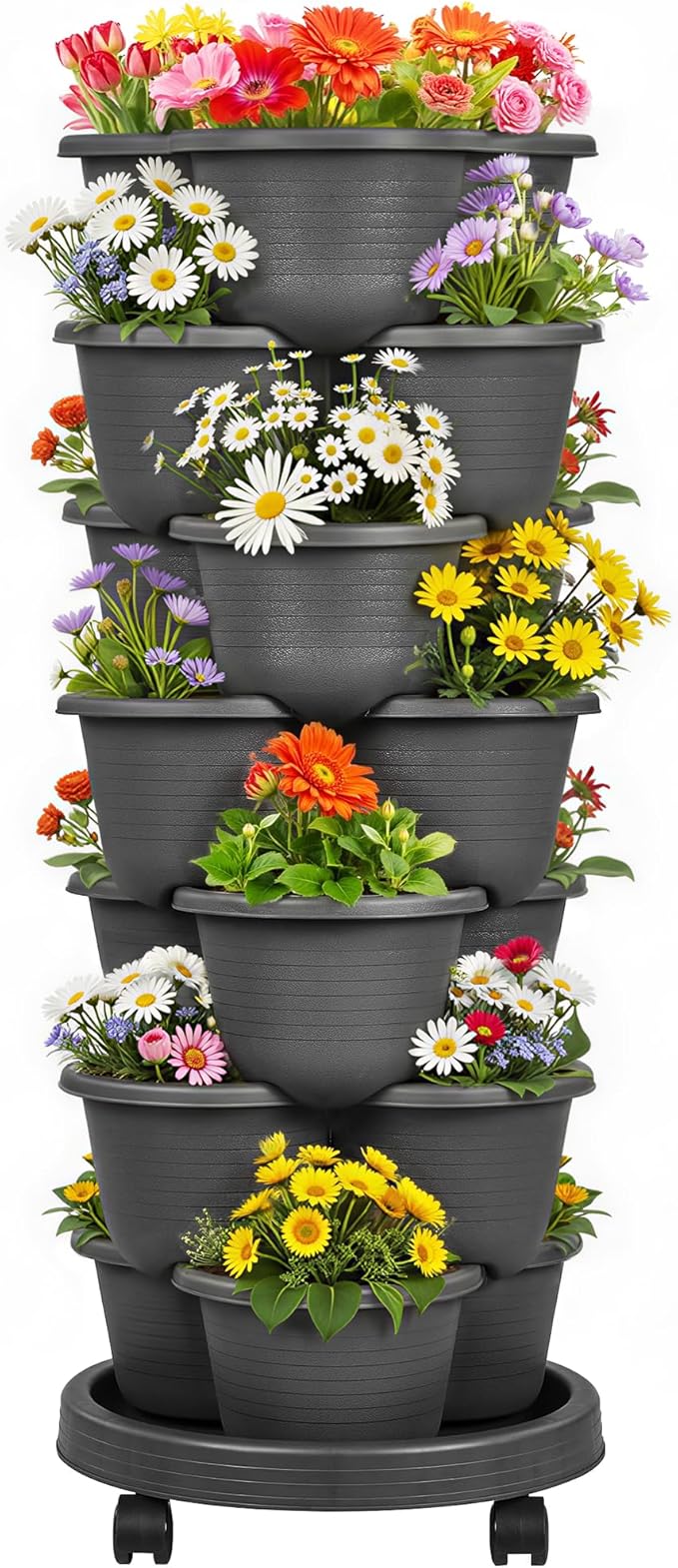 VECELO 7 Tier Vertical Garden Planter, Self Watering Stackable Planters by VECELO