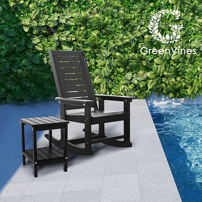GREENVINES Outdoor Rocking Chairs | Set of 4 | Porch Rocker | HDPE Plastic | - Image 6