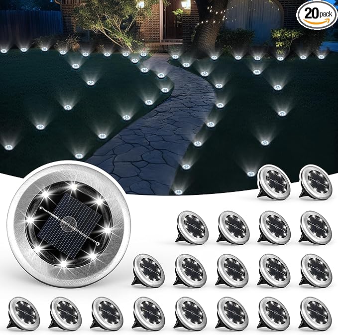 SOLPEX Mini Solar Ground Lights, 20 Pack Solar Lights Outdoor Waterproof by Solpex