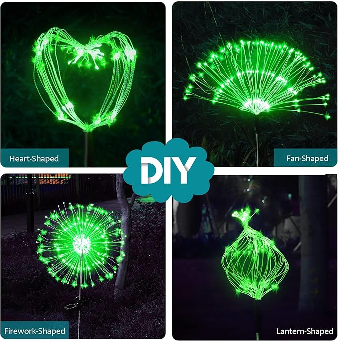 JJGoo Solar Firework Lights, 2 Pack 150 LEDs 2 Lighting Modes Solar Lights - Image 5