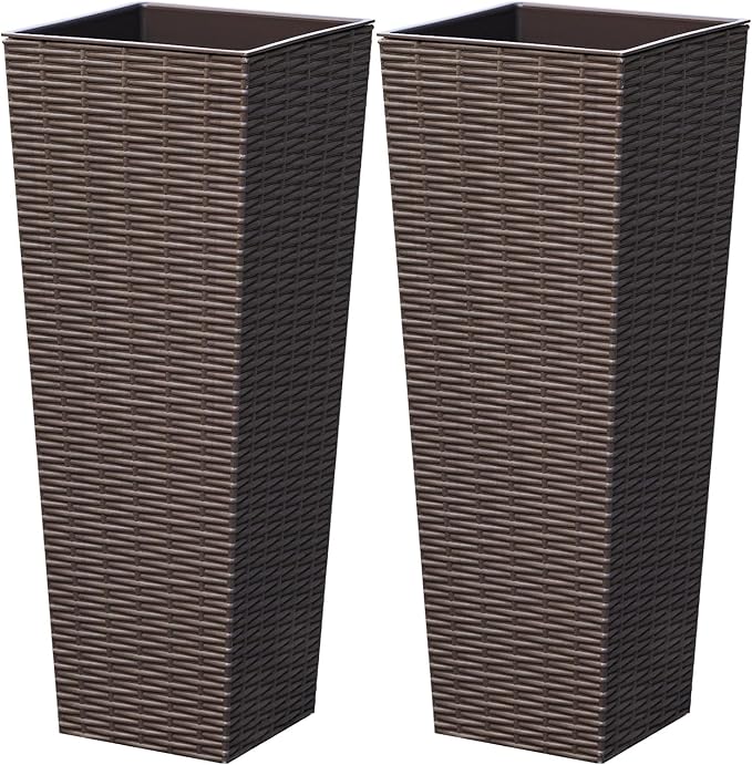 Greesum 24 Inch Tall Plastic Planters, Detachable Inner Pot & Drainage Holes by Acurax