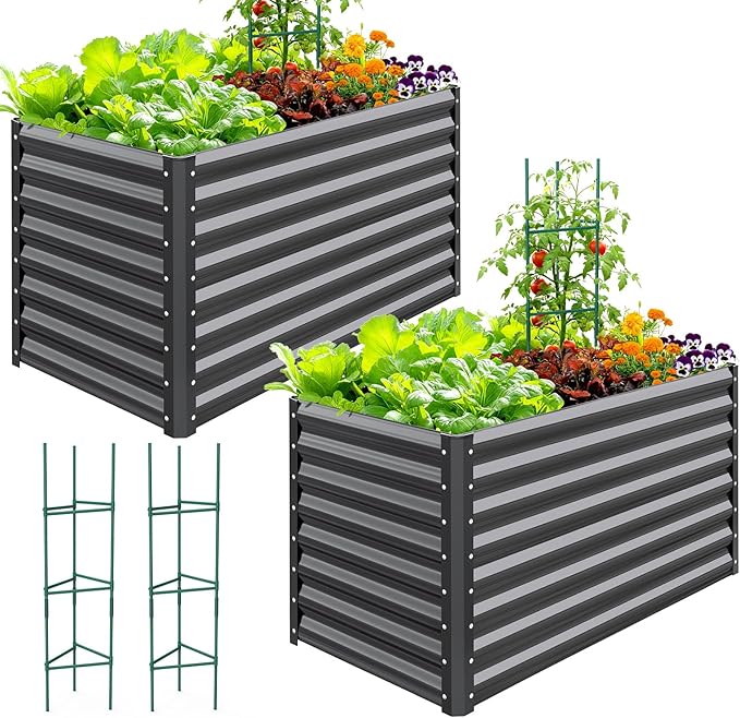 Quictent Galvanized Raised Garden Bed 4x3x1 Ft Metal Planter Box by QUICTENT