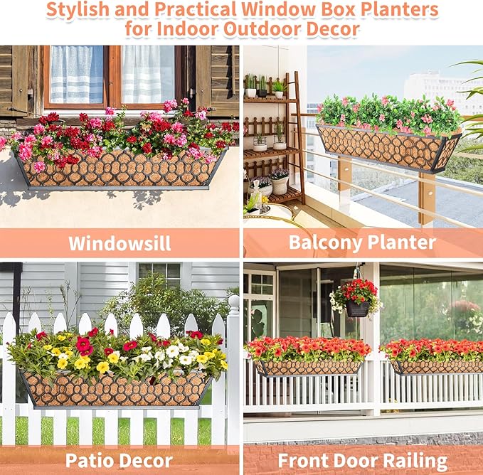 Riare 4 Pack 24 Inch Window Boxes Planters - Image 7
