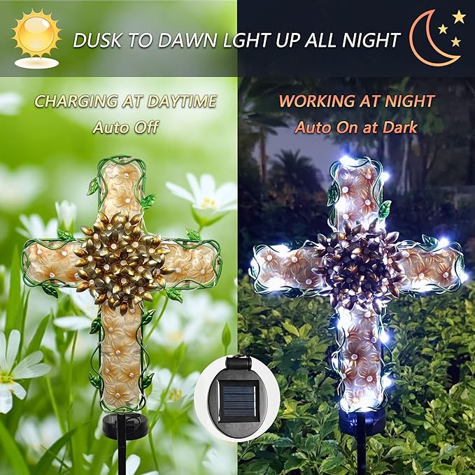38inch Cross Garden Solar Lights Outdoor Decorative - Image 2