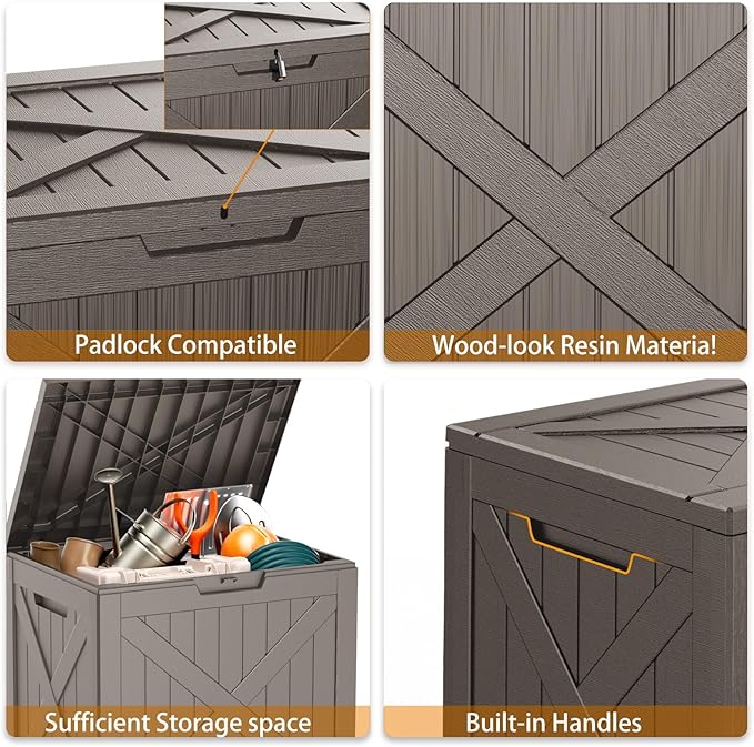 38 Gallon Outdoor Deck Box, Lockable Waterproof Outdoor Storage Boxes - Image 6