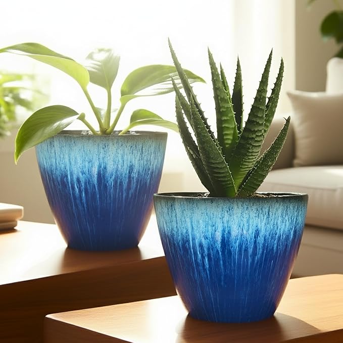 Pack of 2 Flower Pots, Plastic Plant Pots - Image 6