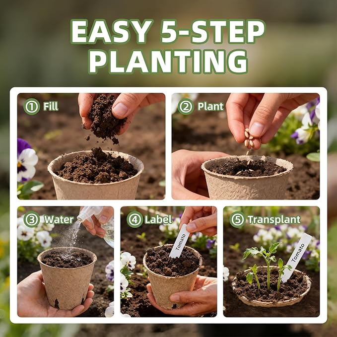 70Pcs Biodegradable 3.15” Peat Pots - Image 4