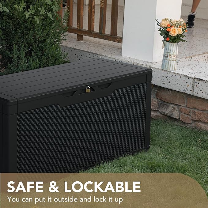 Devoko 100 Gallon Waterproof Large Resin Deck Box Indoor Outdoor Lockable - Image 5