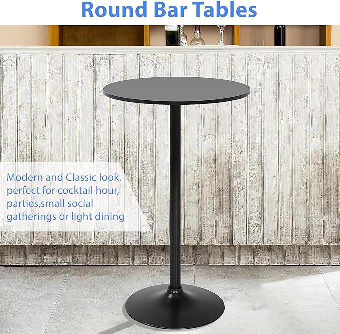 FDW Bistro Pub Table 2 Pack 40 Inch Height Cocktail Table Round Bistro Bar Table - Image 5