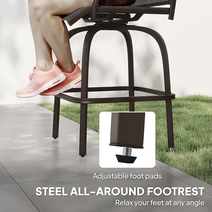 Outsunny Set of 2 Outdoor Swivel Bar Stools - Image 7