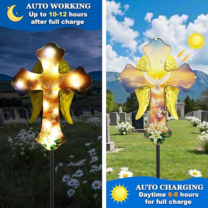 Solar White Dove Cross Garden lamp - Image 4