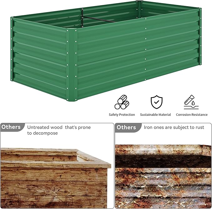 YITAHOME 6x3x2ft Outdoor Raised Garden Bed Kit, Large Metal Patio Planter Box - Image 6