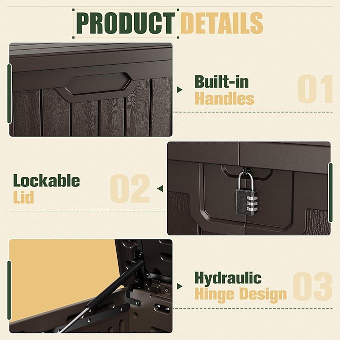 JUMMICO 250 Gallon Outdoor Resin Deck Box - Image 2