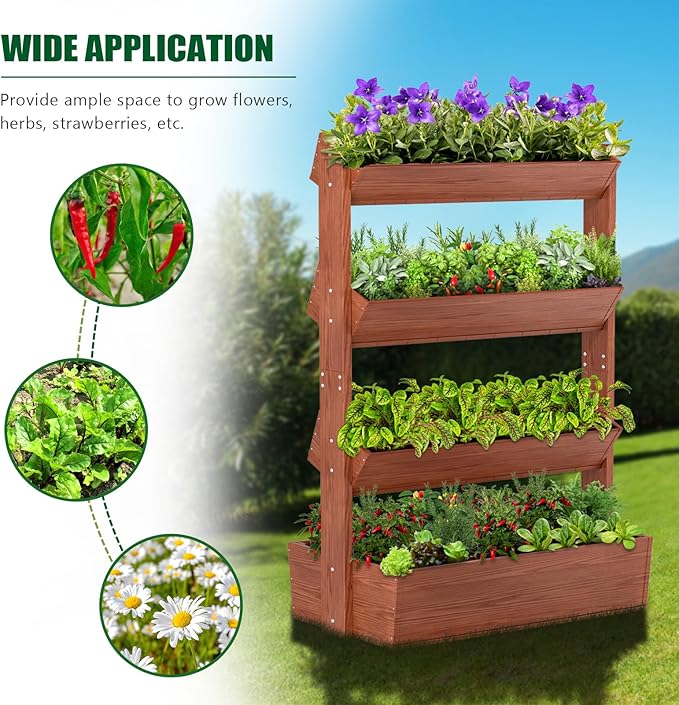 Wooden Vertical Raised Garden Bed, 4 Tier Garden Planters Raised Beds - Image 5