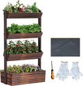 Vertical Wooden Raised Garden Bed Planters Wood Planter Kit Plant Stand Flower by RHINEINMIST