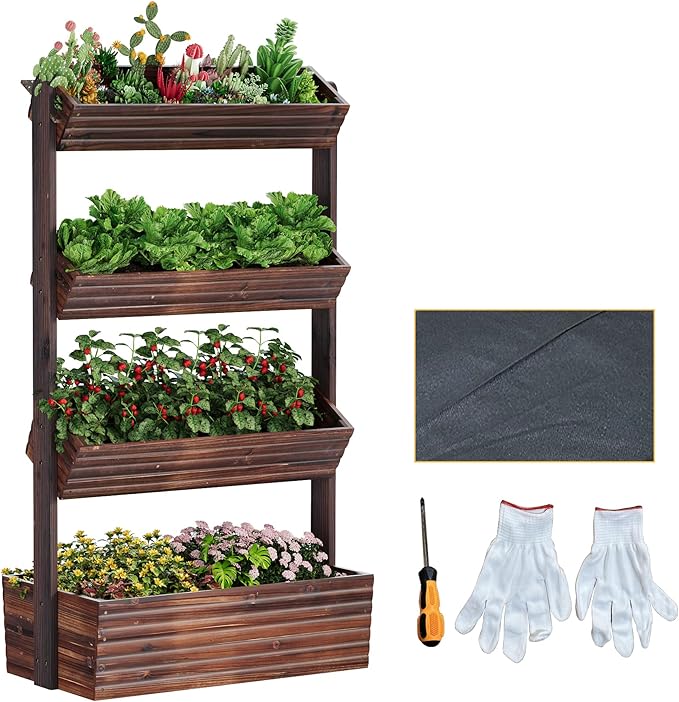 Vertical Wooden Raised Garden Bed Planters Wood Planter Kit Plant Stand Flower by RHINEINMIST