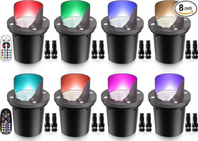 SUNVIE RGBW Low Voltage Landscape Lighting Color Changing 12W Waterproof Well by SUNVIE