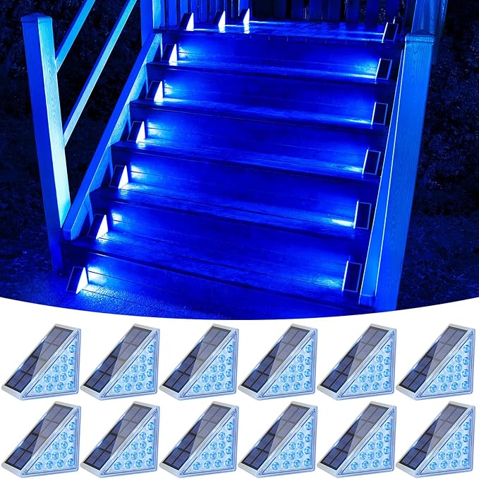 VOLISUN Solar Stair Lights 12 Pack, Solar Step Lights Outdoor Waterproof IP67 by VOLISUN