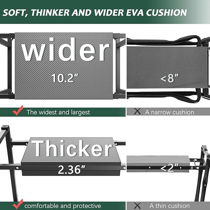 FLINTER Garden Kneeler and Seat, 10.2" Wider Heavy Duty Thick Gardening Bench - Image 3