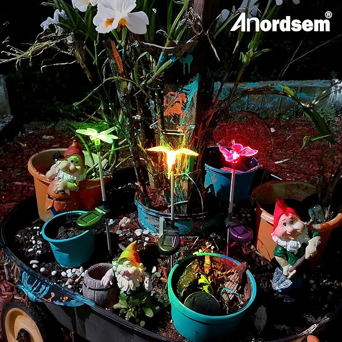Anordsem Solar Garden Lights Outdoor: 3 Waterproof PVC Insect Stake Light Heads - Image 6