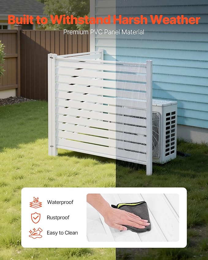VEVOR 48" W x 48" H Vinyl Fence Panels, Air Conditioner Fence, Outdoor Privacy - Image 5