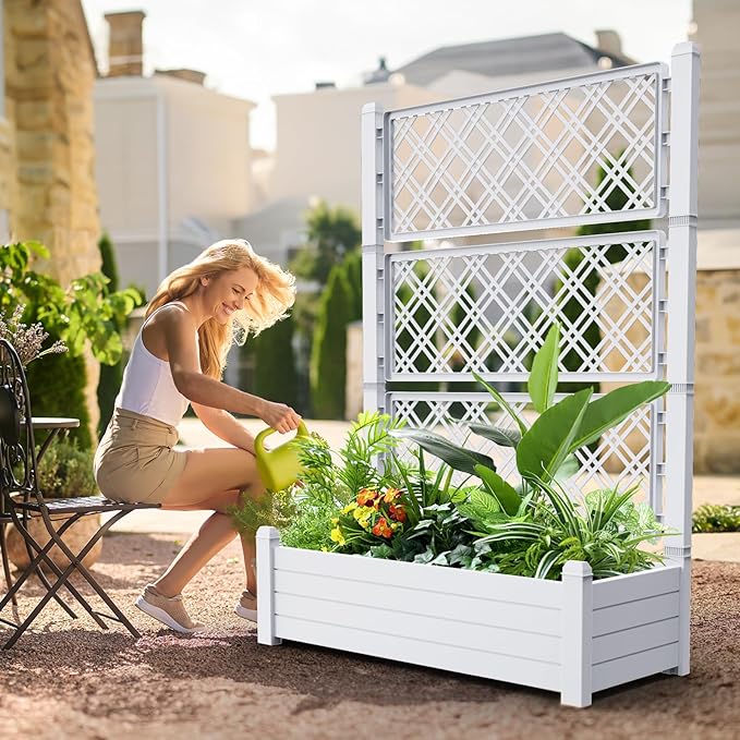 Raised Garden Bed with Trellis for Climbing Plants, 43.43" L x 18.27" W x - Image 2