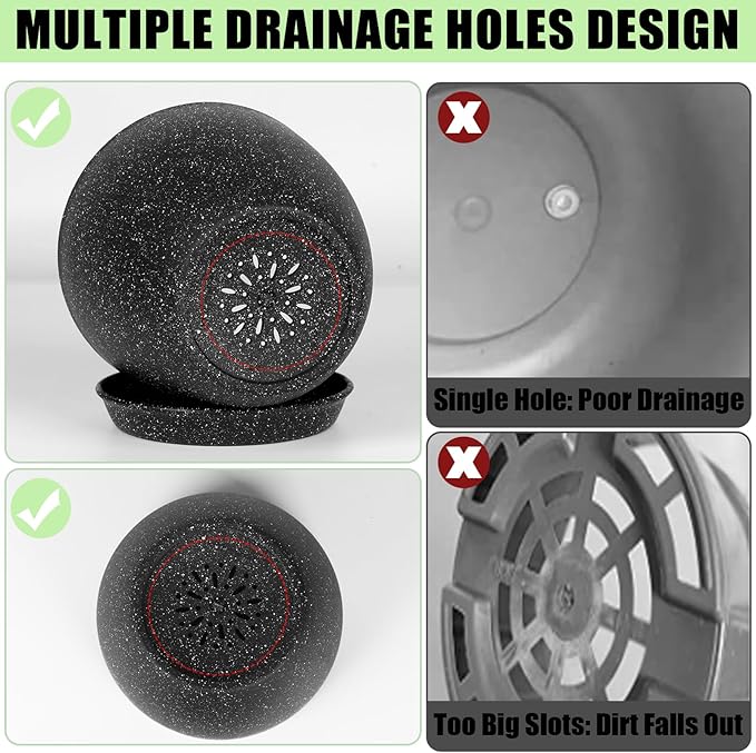 5 Pcs Plant pots, 7.5/6.5/5.7/4.9/4.1 inch Pots - Image 4