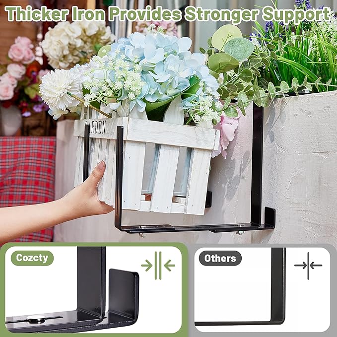 4 Pack Window Box Brackets, No Drill Adjustable Planter Box Brackets, Heavy - Image 7