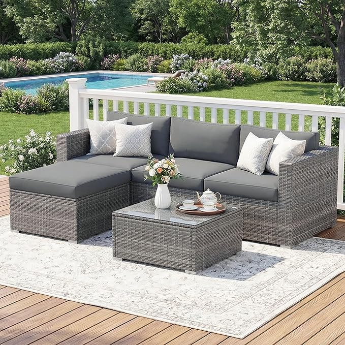 Wisteria Lane Outdoor Patio Furniture Set, All Weather Wicker Rattan Sectional by WisteriaLane